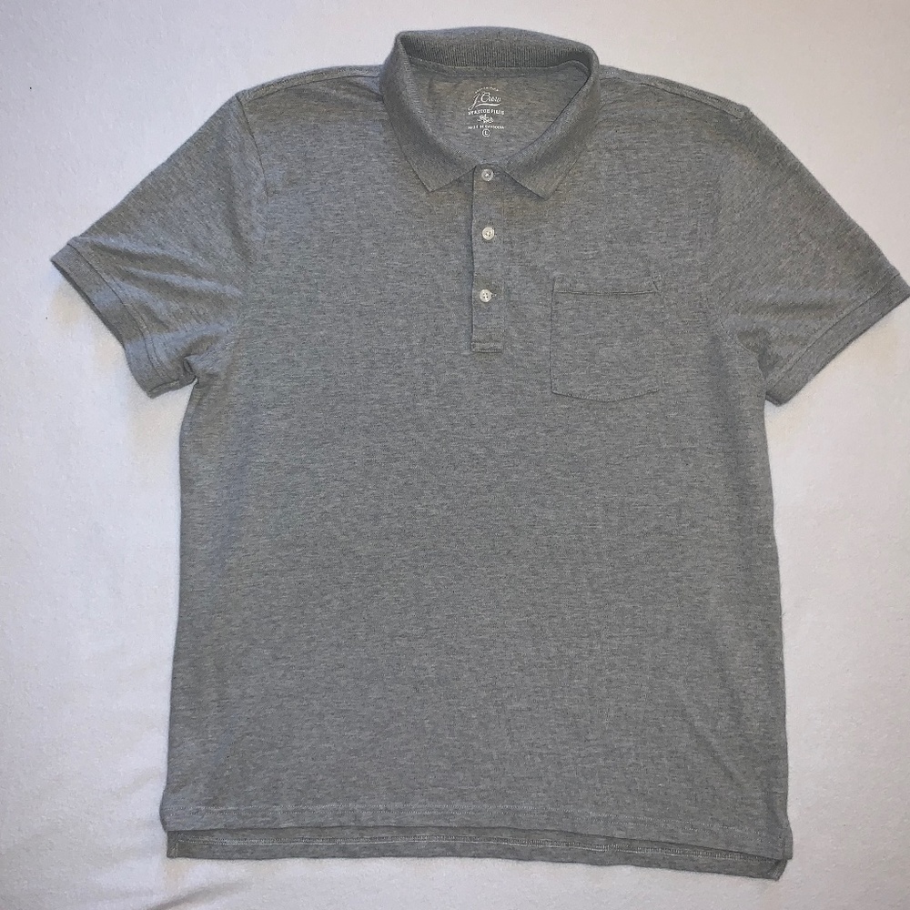 J Crew Stretch Pique S/S polo shirt | Gray | Large
